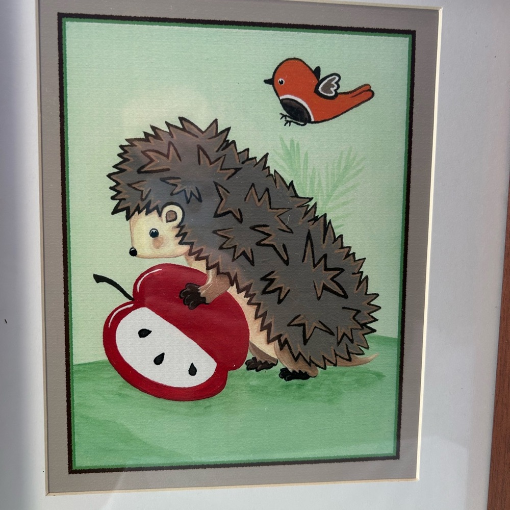 Porcupine woodland animals art print 8x10 (no frame) baby room nursery decor